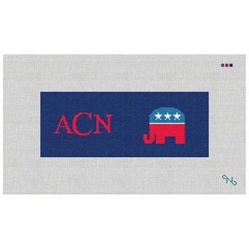 Republican Needlepoint Wallet Kit Stitched Preview