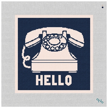 Retro Phone Needlepoint Kit Stitched Preview