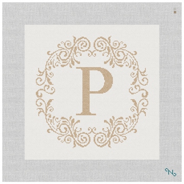 Rochelle Letter Needlepoint Pillow Kit Stitched Preview