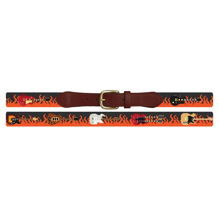 Rock and Roll Guitar Needlepoint Belt