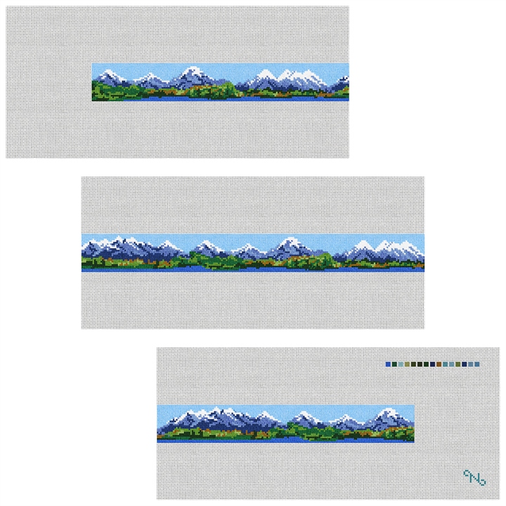 Rocky Mountain Needlepoint Belt Kit Stitched Preview