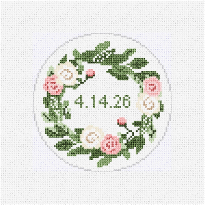 Rose Blush Wedding Needlepoint Ornament Kit