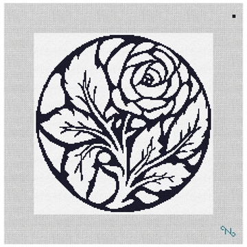 Rose Circle Needlepoint Kit Stitched Preview