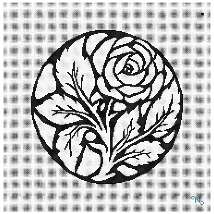 Rose Circle Needlepoint Kit Stitched Preview