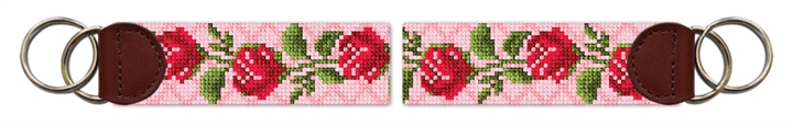 Rosebud Needlepoint Key Fob 