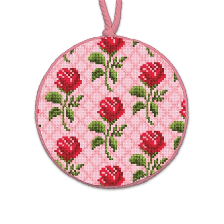 Rosebud Needlepoint Ornament 