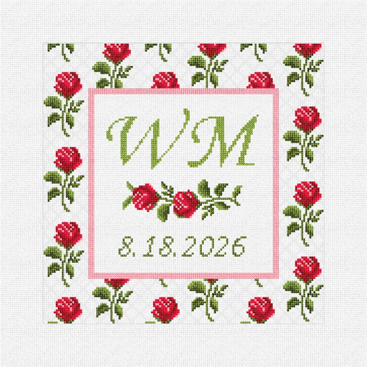 Rosebud Wedding Needlepoint Pillow Kit