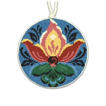 Rosemaling Dark Blue Needlepoint Ornament