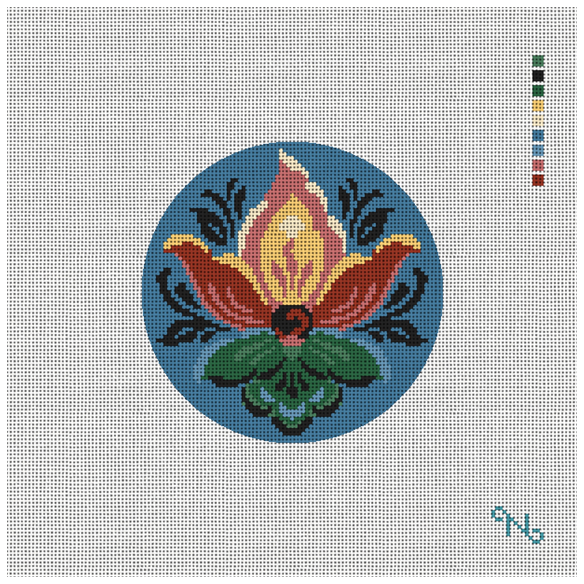 Rosemaling Dark Blue Needlepoint Ornament Kit