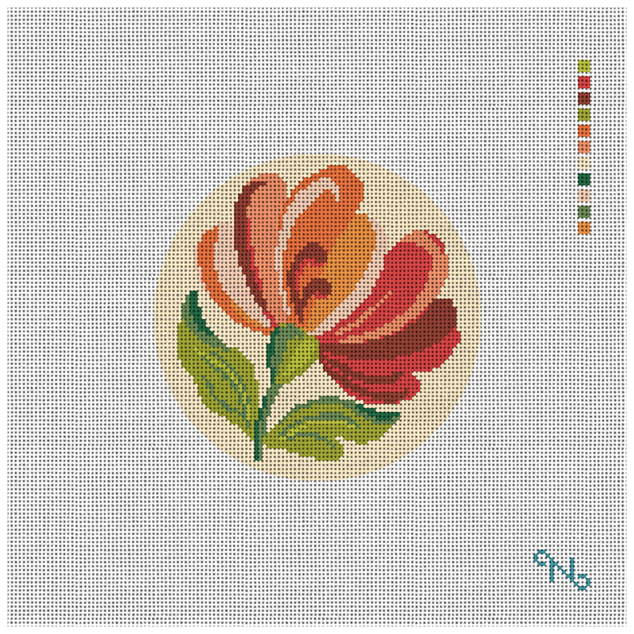 Rosemaling Pink Rose Needlepoint Ornament Kit