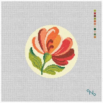 Rosemaling Pink Rose Needlepoint Ornament Kit Stitched Preview