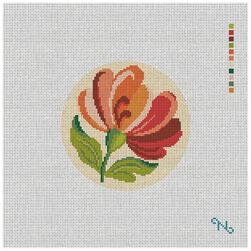 Rosemaling Pink Rose Needlepoint Ornament Kit