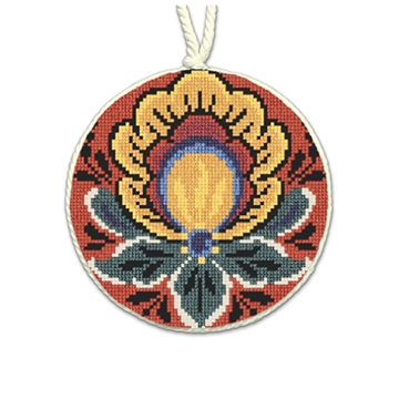 Rosemaling Red Needlepoint Ornament