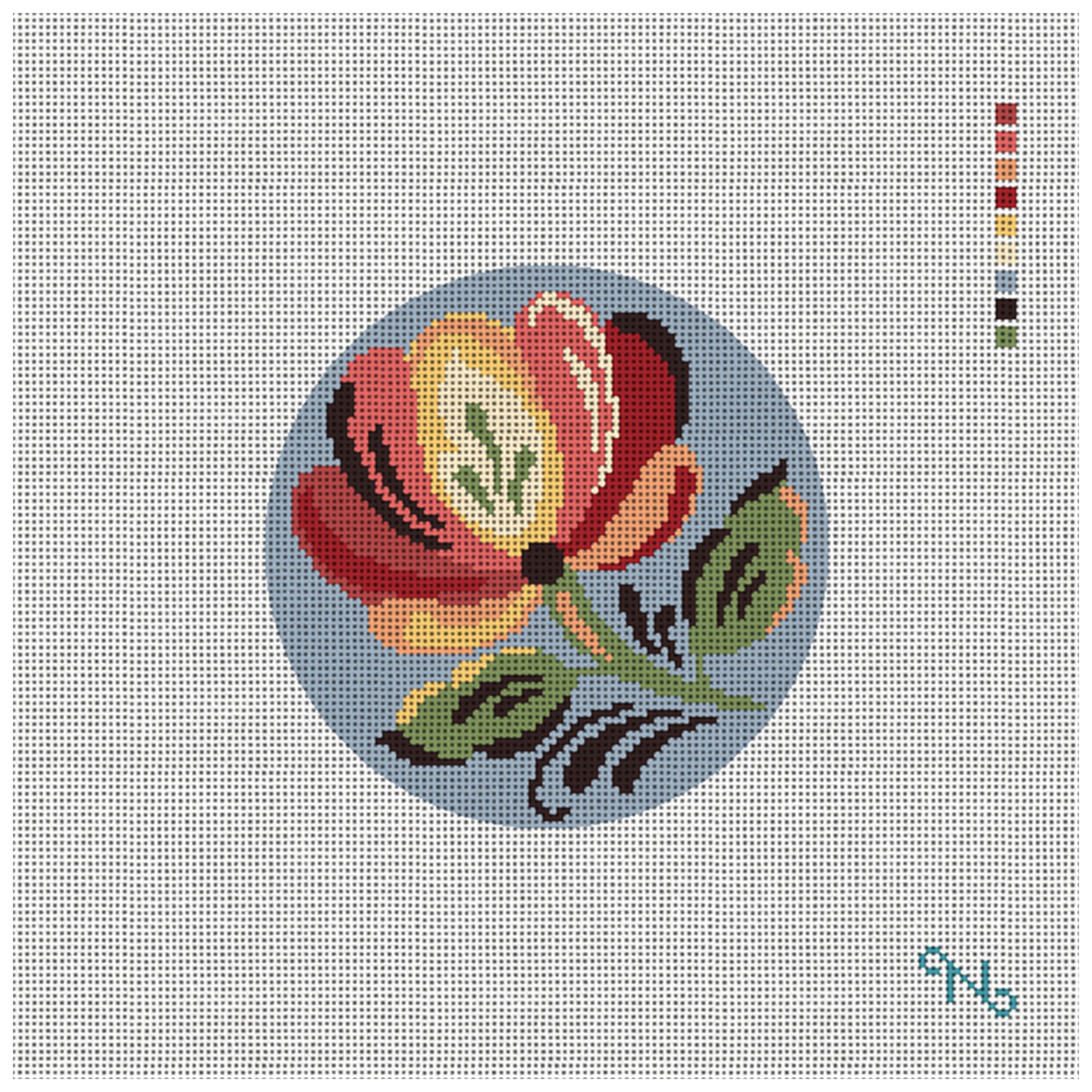 Rosemaling Red Rose Needlepoint Ornament Kit
