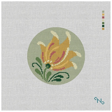 Rosemaling Yellow Tulip Needlepoint Ornament Kit