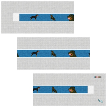 Rottweiler Needlepoint Belt Kit Stitched Preview