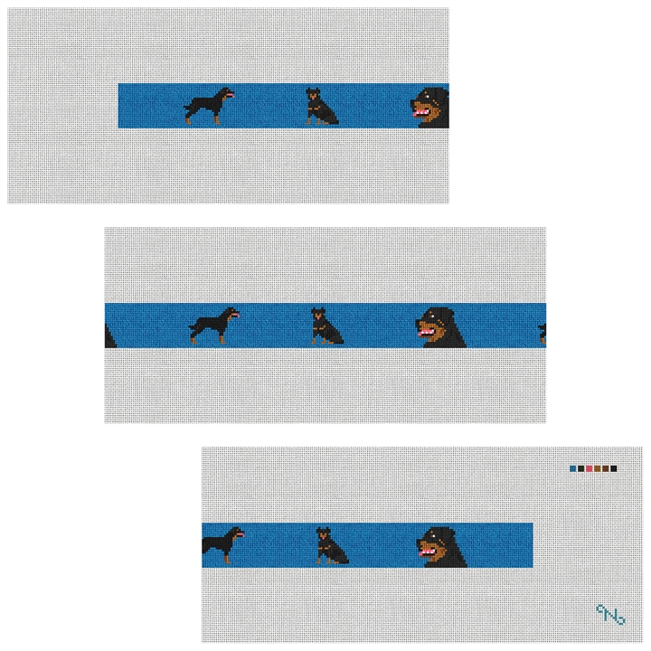 Rottweiler Needlepoint Belt Kit Stitched Preview