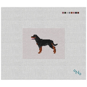 Rottweiler Needlepoint Card Wallet Kit Stitched Preview
