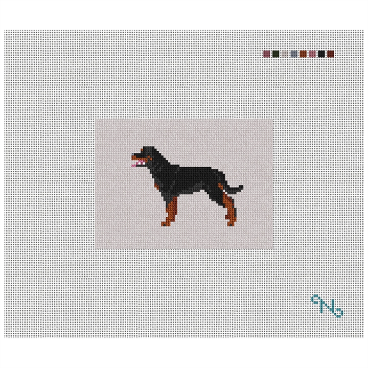 Rottweiler Needlepoint Card Wallet Kit Stitched Preview