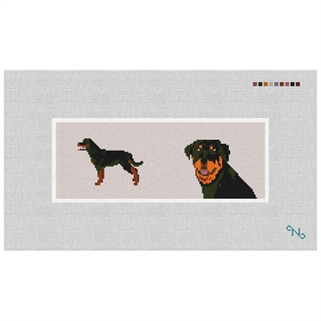 Rottweiler Needlepoint Wallet Kit Stitched Preview