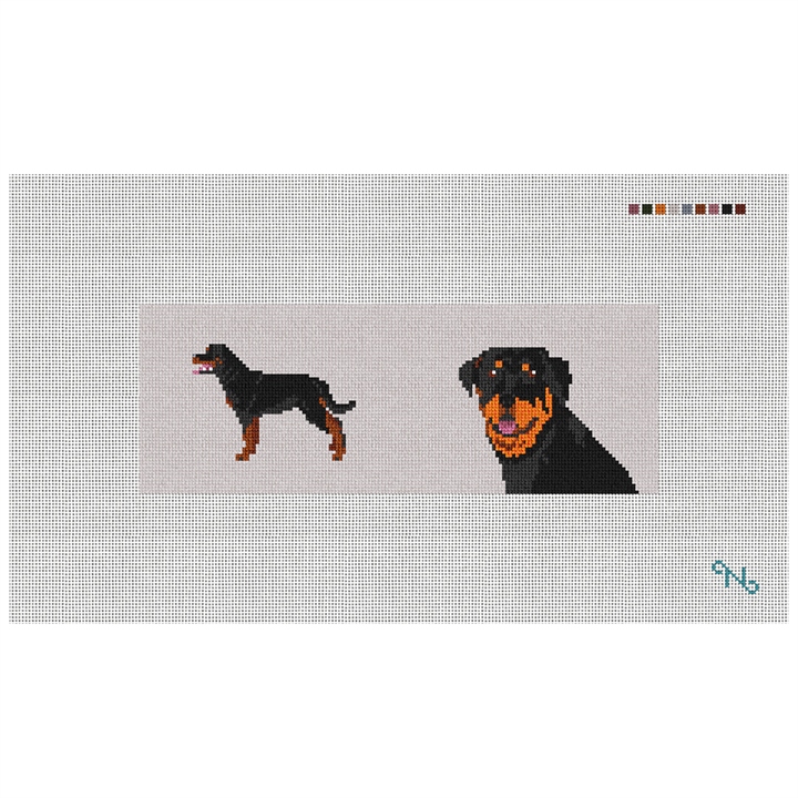 Rottweiler Needlepoint Wallet Kit Stitched Preview