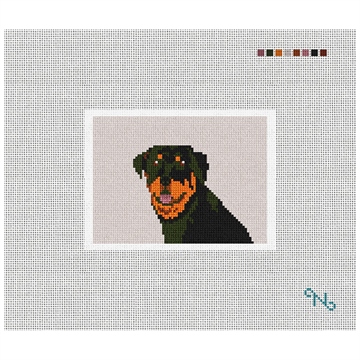 Rottweiler Portrait Needlepoint Card Wallet Kit Stitched Preview