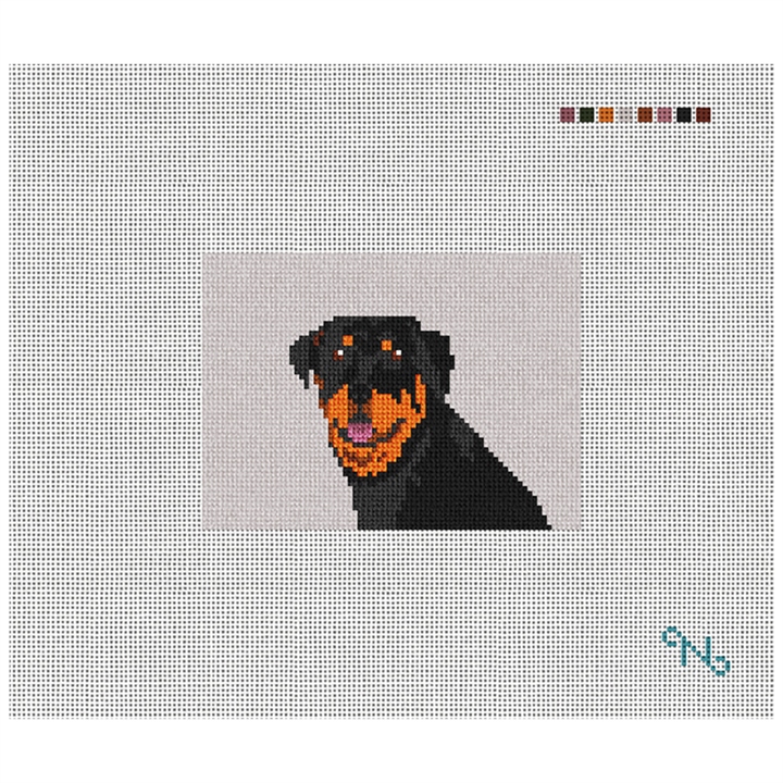 Rottweiler Portrait Needlepoint Card Wallet Kit Stitched Preview