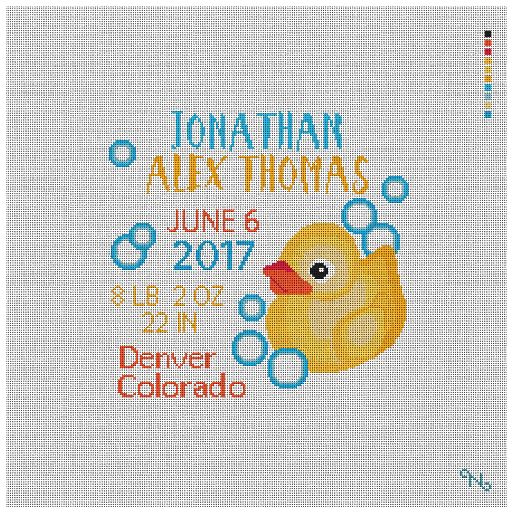 Rubber Duck Birth Announcement Needlepoint Kit