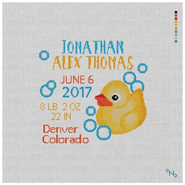 Rubber Duck Birth Announcement Needlepoint Kit