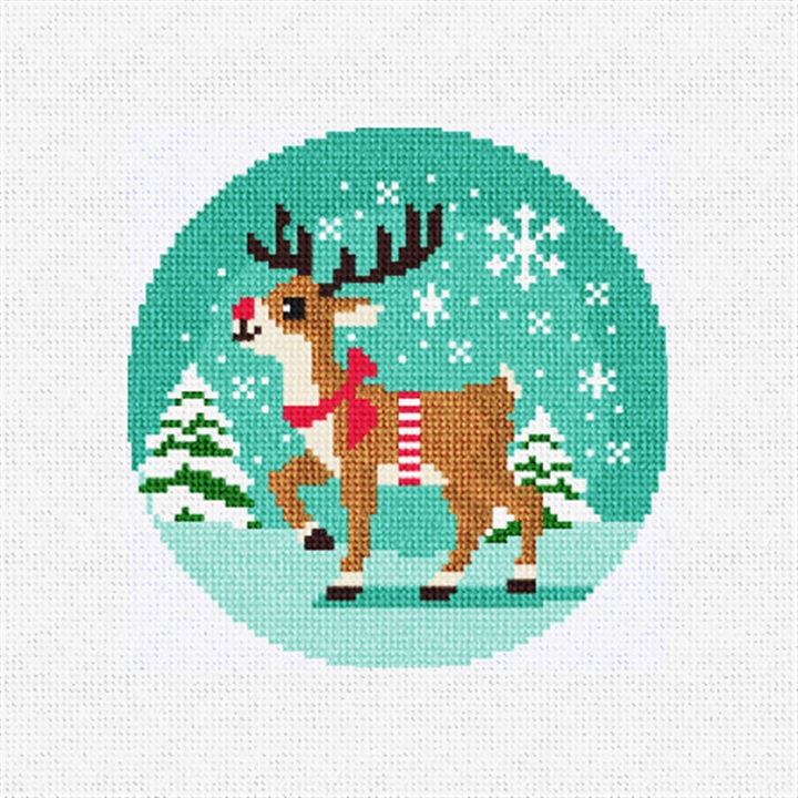 Rudolph's Snow Globe Needlepoint Ornament Kit