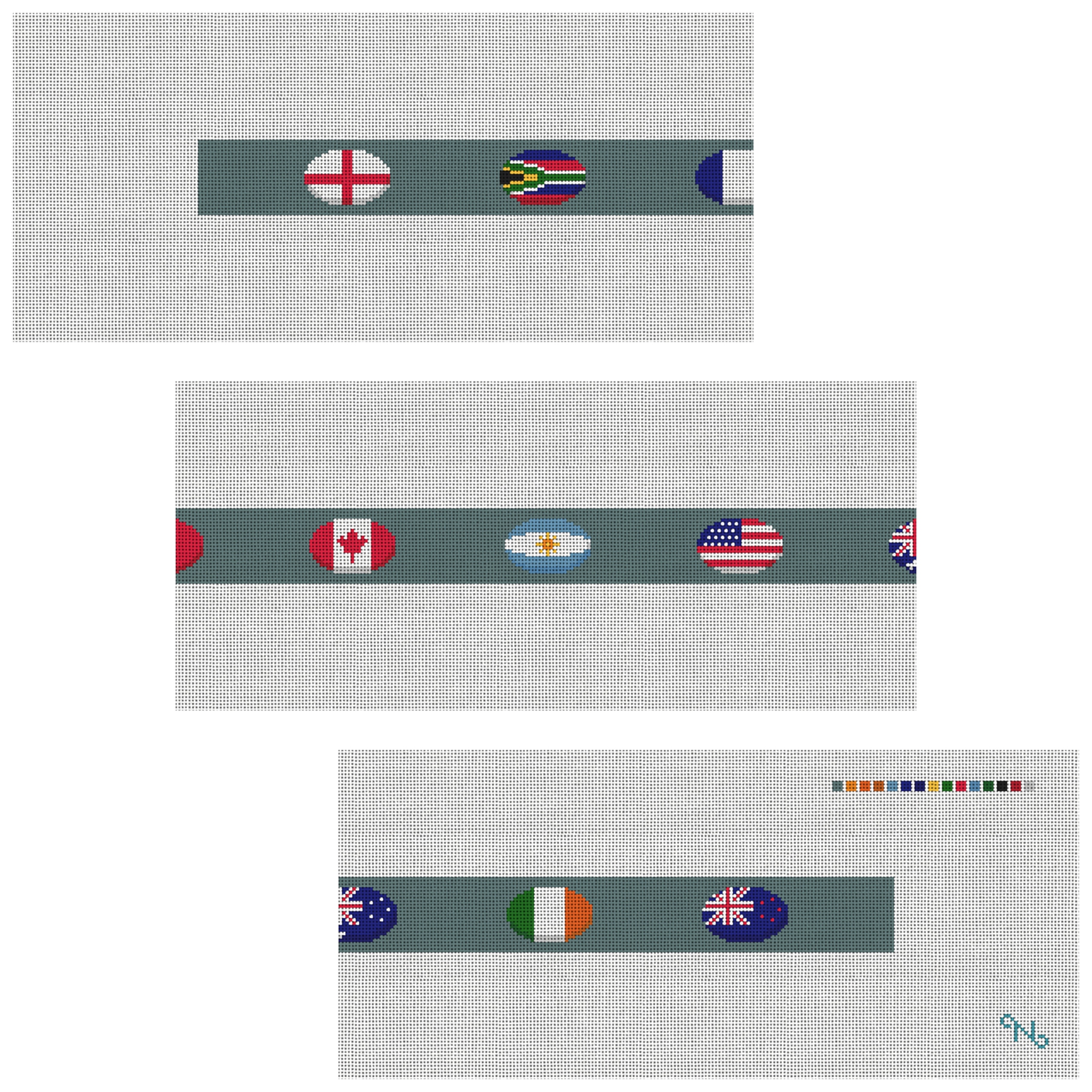 Rugby Nations Needlepoint Belt Kit