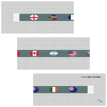 Rugby Nations Needlepoint Belt Kit Stitched Preview