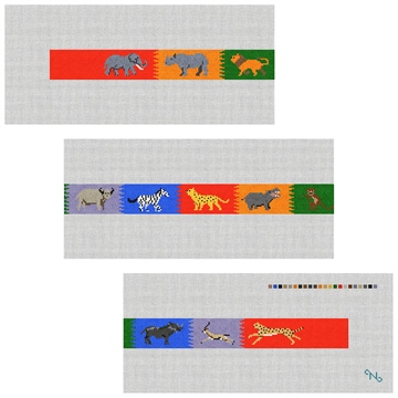 Safari Adventure Needlepoint Belt Kit Stitched Preview