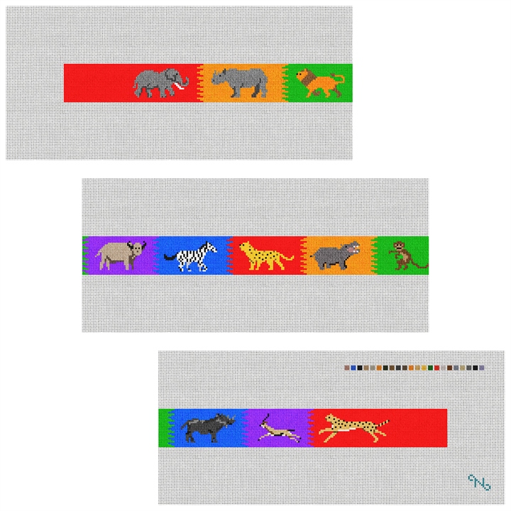 Safari Adventure Needlepoint Belt Kit Stitched Preview