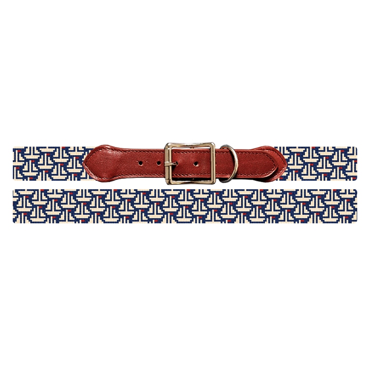 Sail Away Needlepoint Dog Collar