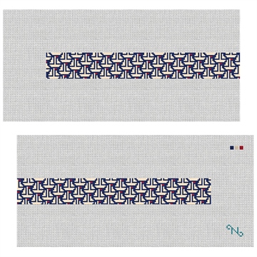 Sail Away Needlepoint Dog Collar Kit Stitched Preview