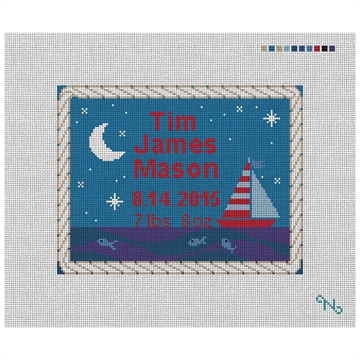 Sailing Boys Birth Announcement Needlepoint Kit