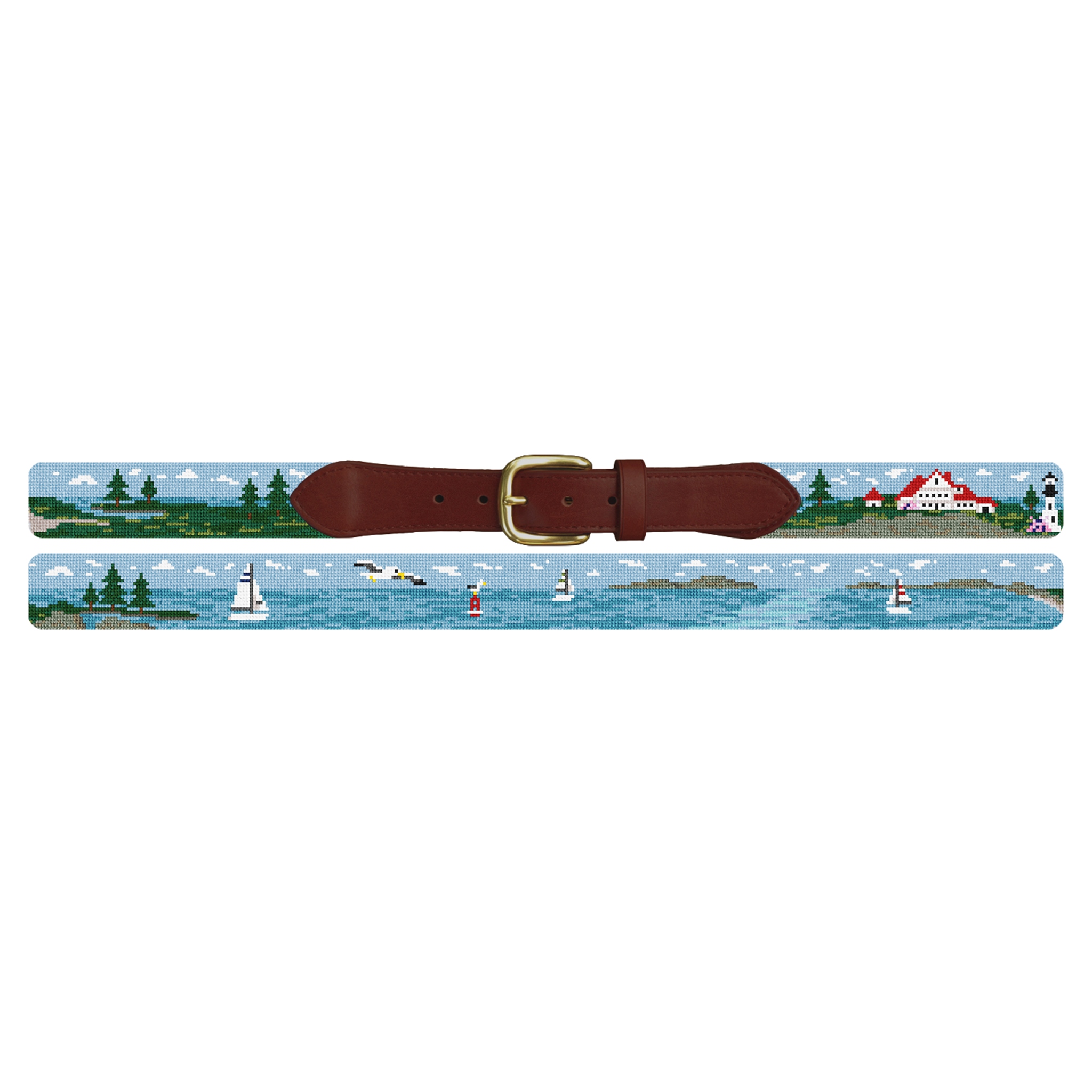 Sailing Landscape Needlepoint Belt