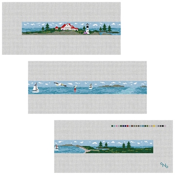 Sailing Landscape Needlepoint Belt Kit Stitched Preview