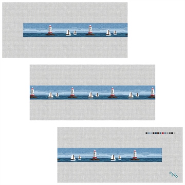 Sakonnet Lighthouse Needlepoint Belt Kit Stitched Preview