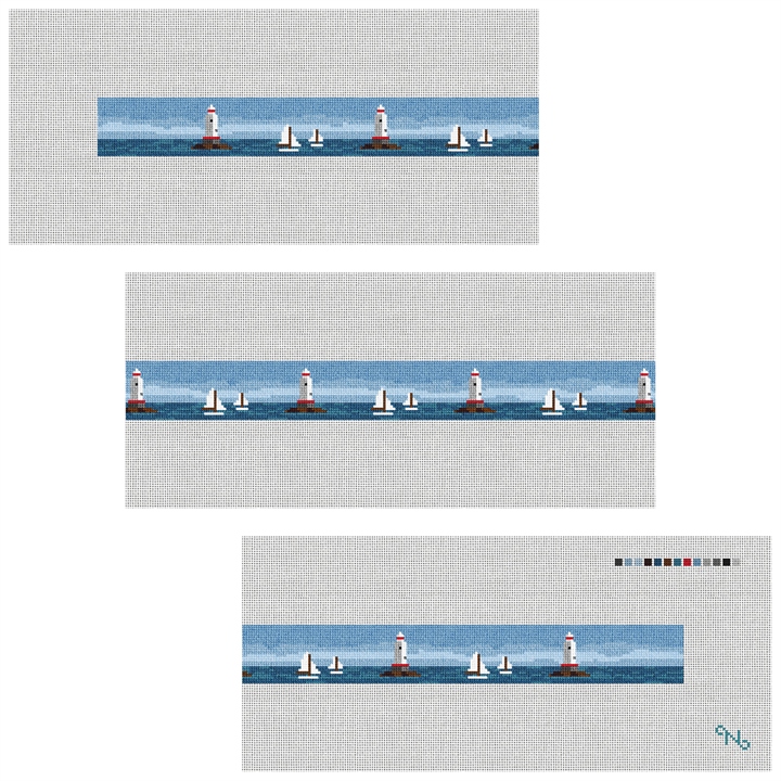 Sakonnet Lighthouse Needlepoint Belt Kit Stitched Preview