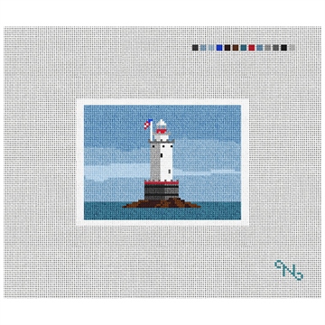 Sakonnet Lighthouse Needlepoint Card Wallet Kit Stitched Preview