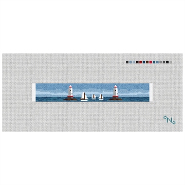 Sakonnet Lighthouse Needlepoint Key Fob Kit Stitched Preview