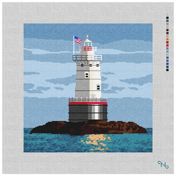SAKONNET LIGHTHOUSE NEEDLEPOINT PILLOW KIT Stitched Preview