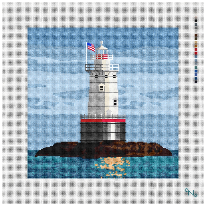 SAKONNET LIGHTHOUSE NEEDLEPOINT PILLOW KIT Stitched Preview