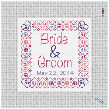 Salo Ring Bearer Pillow Needlepoint Kit Stitched Preview