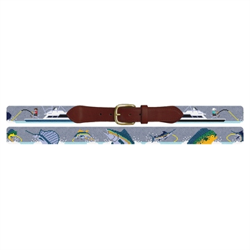 Saltwater Fishing Needlepoint Belt