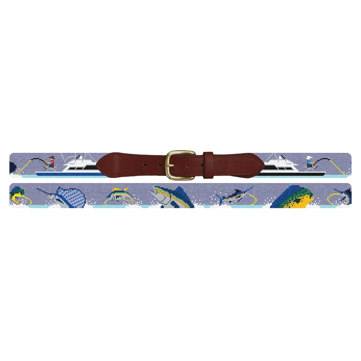 Saltwater Fishing Needlepoint Belt