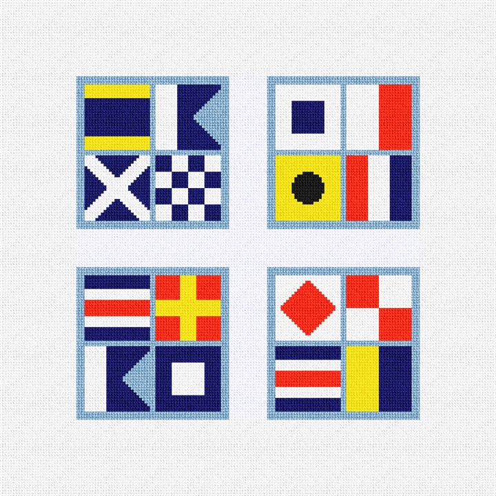 Salty Signals Needlepoint Coaster Ornament Set Kit