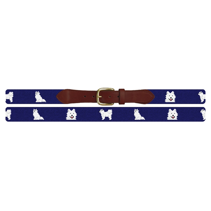 Samoyed Needlepoint Belt